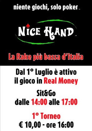 Nice Hand: da oggi sulla poker room si gioca a soldi veri