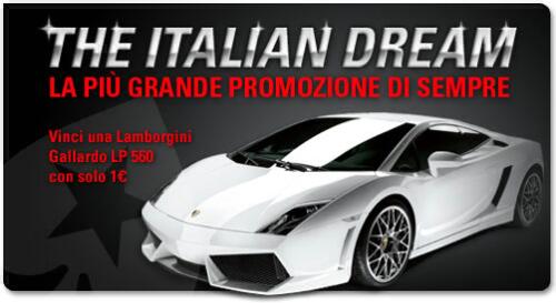 PokerStars con "The Italian Dream" ti regala una Lamborghini Gallardo